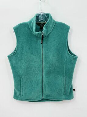 Woolrich Fleece Vest Womens Large L Agate Green Full Zip Outdoor Trail Gorpcore